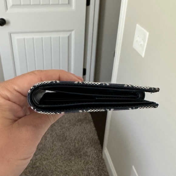 Salvatore Ferragamo Wallet Gancio Navy Gray Canvas Leather Bi-Fold Ladies - Picture 13 of 15